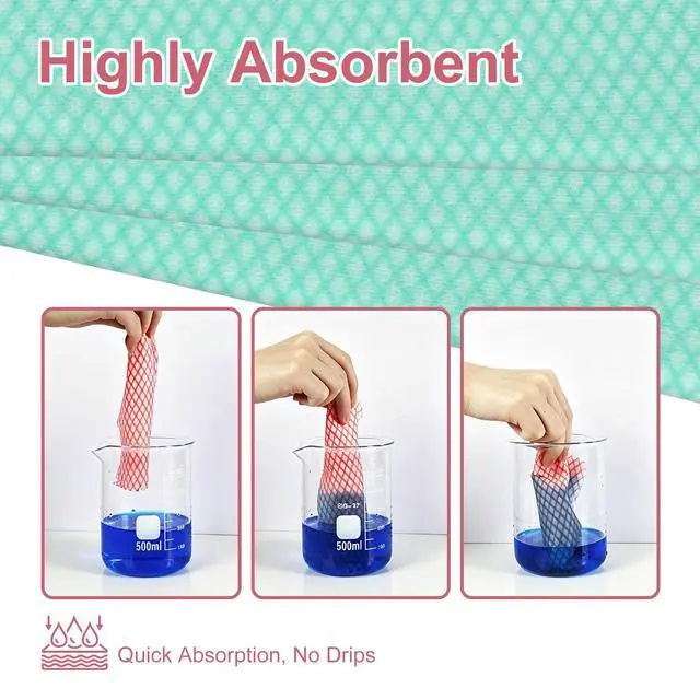 Alt view image 6 of 7 - 15 Pcs Disposable Dish Cloths, Kitchen Cleaning Cloths, Blue, 13.8x15.7 in
