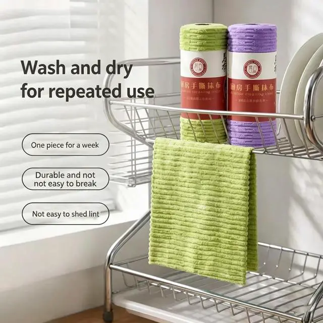 Alt view image 2 of 6 - Disposable Kitchen Cleaning Cloths, Thick Dish Cloths, Super Absorbent Lint-Free Streak-Free Dish Rags, Oil-Resistant Reusable Kitchen Towels for Dishes Counters Sinks (Green, 20 Count (Pack of 1))