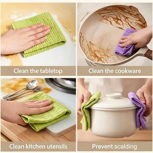 Alt view image 4 of 6 - Disposable Kitchen Cleaning Cloths, Thick Dish Cloths, Super Absorbent Lint-Free Streak-Free Dish Rags, Oil-Resistant Reusable Kitchen Towels for Dishes Counters Sinks (Green, 20 Count (Pack of 1))