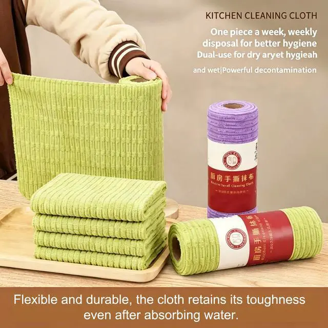 Alt view image 6 of 6 - Disposable Kitchen Cleaning Cloths, Thick Dish Cloths, Super Absorbent Lint-Free Streak-Free Dish Rags, Oil-Resistant Reusable Kitchen Towels for Dishes Counters Sinks (Green, 20 Count (Pack of 1))