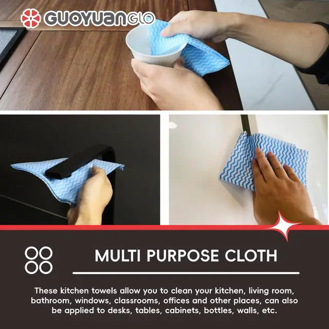 Alt view image 4 of 7 - Disposable Dish Cloths Disposable Cleaning Towels Heavy Duty Reusable Cleaning Cloths Dish Rags for Kitchen,11.8 x 21 inches - 50 Counts/Pack,Blue