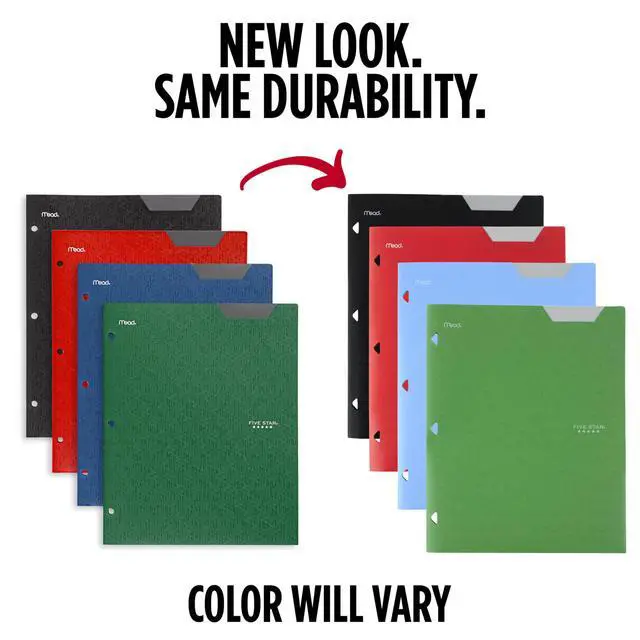 Alt view image 2 of 7 - 2-Pocket Plastic Folder with Stay-Put Tabs, Fits 3-Ring Binder, Holds 8.5" x 11" Paper, Assorted Colors, 4 Pack (333420A)