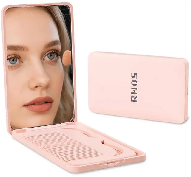 Main image of Folding Mirror with Comb, Pocket Makeup Mirror for Women and Kid Girls