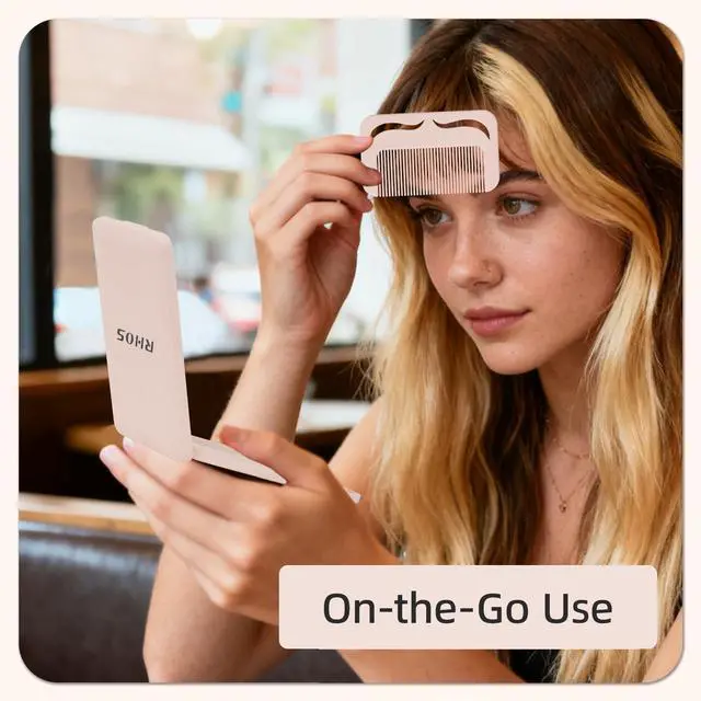 Alt view image 4 of 7 - Folding Mirror with Comb, Pocket Makeup Mirror for Women and Kid Girls