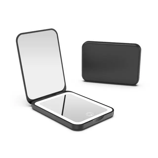 Main image of 1X/3X Pocket Mirror, 3 Color Lighting LED Compact Mirror (Black)
