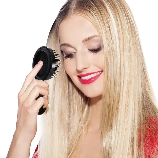 Alt view image 6 of 7 - 2 Pack Foldable Travel Hair Brush Pocket Mirror, Black, Round