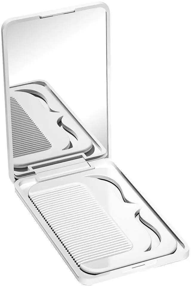 Main image of Protable Folding Mirror with Case, Compact Travel Mirror with Hair Comb for Purse Bag, Small Pocket Makeup Mirror for Women Girls,Easy to Carry(White)