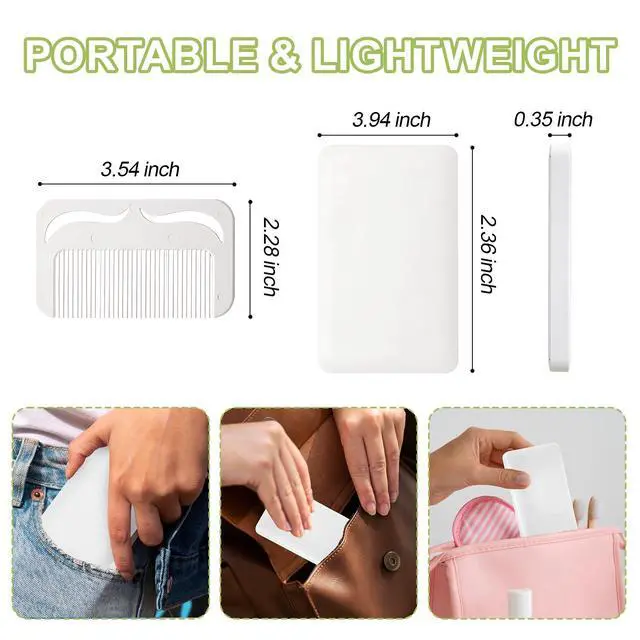 Alt view image 3 of 7 - Protable Folding Mirror with Case, Compact Travel Mirror with Hair Comb for Purse Bag, Small Pocket Makeup Mirror for Women Girls,Easy to Carry(White)