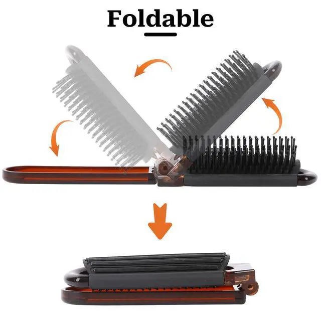 Alt view image 6 of 7 - Compact Folding Hair Brush with Mirror, 2-Pack Portable Travel Comb and Mini Hair Brush Set for Women, Gym, Trips, Purse, and Swimming