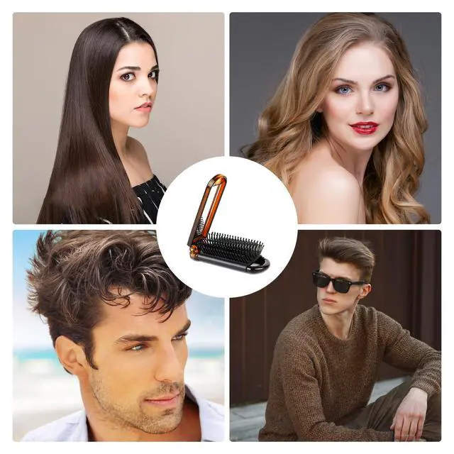 Alt view image 7 of 7 - Compact Folding Hair Brush with Mirror, 2-Pack Portable Travel Comb and Mini Hair Brush Set for Women, Gym, Trips, Purse, and Swimming