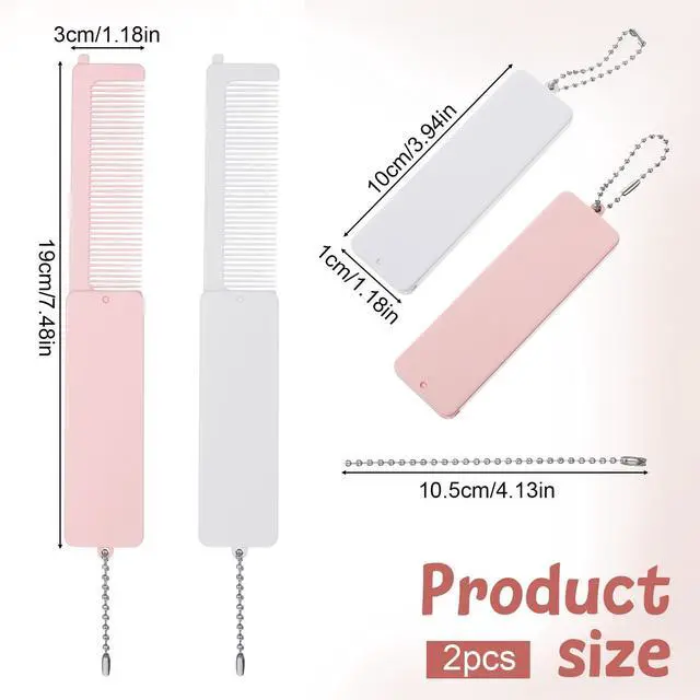 Alt view image 4 of 7 - 2 PCS Folding Hair Brush, Portable Hair Brush with Mirror for Women