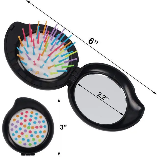 Alt view image 2 of 7 - 6 Pcs Travel Hair Brush, Pocket Comb with Mini Mirror, Portable Compact Folding Hair Brushes, Comb and Brush Set for Women