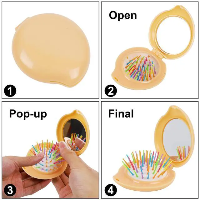 Alt view image 3 of 7 - 6 Pcs Travel Hair Brush, Pocket Comb with Mini Mirror, Portable Compact Folding Hair Brushes, Comb and Brush Set for Women
