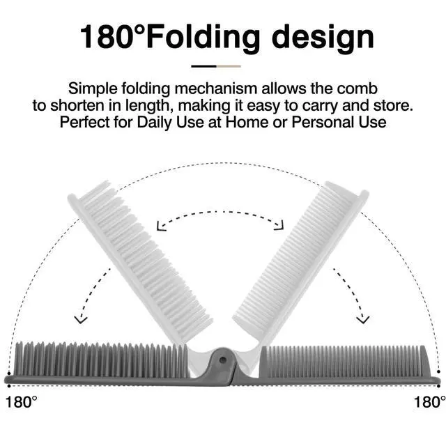 Alt view image 3 of 7 - 3-Piece Pocket Folding Comb Set Portable Travel Hair Brushes with Dual-Headed Design, Compact and Colorful (Gray, Purple, White)