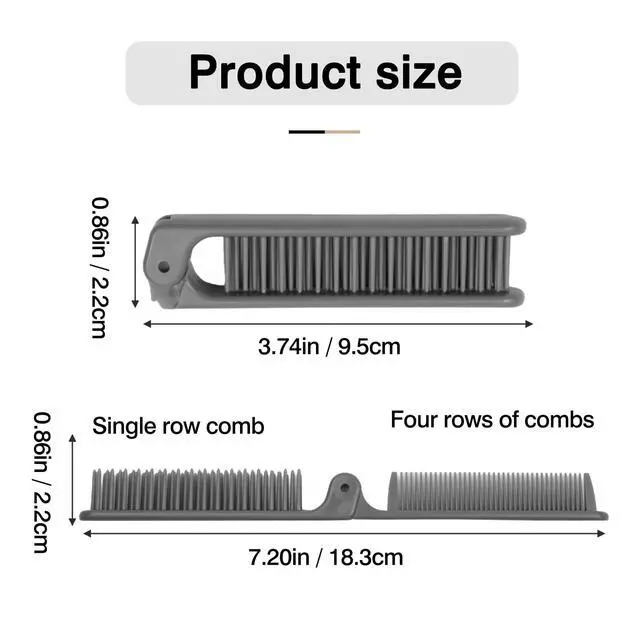 Alt view image 4 of 7 - 3-Piece Pocket Folding Comb Set Portable Travel Hair Brushes with Dual-Headed Design, Compact and Colorful (Gray, Purple, White)