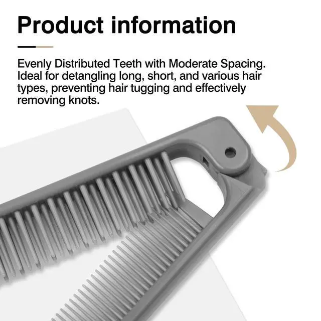 Alt view image 5 of 7 - 3-Piece Pocket Folding Comb Set Portable Travel Hair Brushes with Dual-Headed Design, Compact and Colorful (Gray, Purple, White)