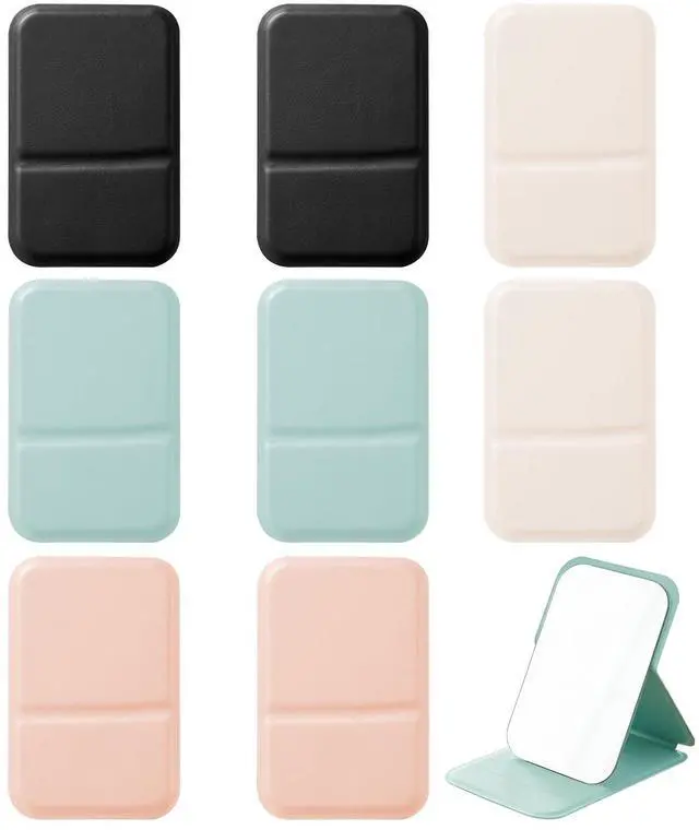 Main image of 8 Pcs 4.13 Compact Mirror Bulk, Small Fold Portable Pocket Travel Mirrors with PU Leather Case for Men Women Camp Makeup (8)