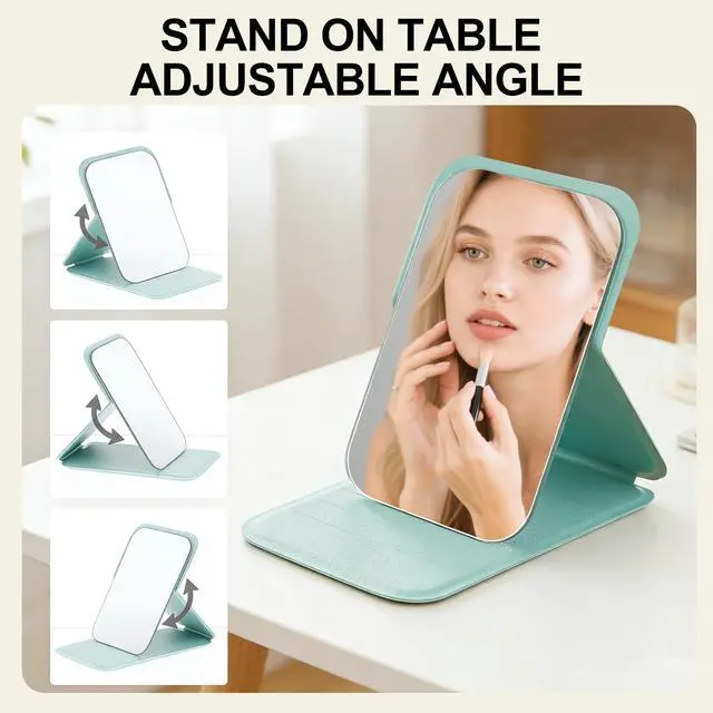 Alt view image 3 of 7 - 8 Pcs 4.13 Compact Mirror Bulk, Small Fold Portable Pocket Travel Mirrors with PU Leather Case for Men Women Camp Makeup (8)