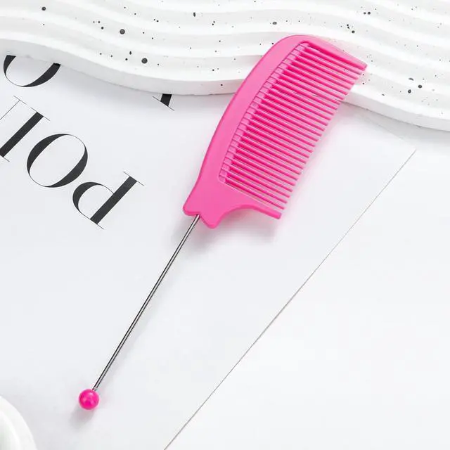 Alt view image 2 of 7 - 5 Pack Beadable Combs DIY with 5 Pack Beadable Handheld Mirrors Heart Round Square Set Wide Tooth for Portable Cute Travel Makeup Mirror, Colorful (5 Colors-Round Mirrors, 10 Packs)