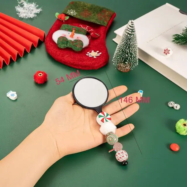 Alt view image 3 of 7 - 5 Pack Beadable Combs DIY with 5 Pack Beadable Handheld Mirrors Heart Round Square Set Wide Tooth for Portable Cute Travel Makeup Mirror, Colorful (5 Colors-Round Mirrors, 10 Packs)
