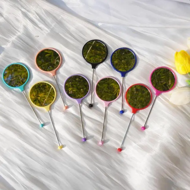 Alt view image 4 of 7 - 5 Pack Beadable Combs DIY with 5 Pack Beadable Handheld Mirrors Heart Round Square Set Wide Tooth for Portable Cute Travel Makeup Mirror, Colorful (5 Colors-Round Mirrors, 10 Packs)