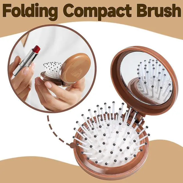 Alt view image 7 of 7 - 1 Set 5 Pcs Hair Brush and Comb Set for Girls, Mirror Comb Set for Girl, Hair Comb Set,Brush Set, Girl Hair Comb, Girl Mirror Set, Brush Set for Girls Sisters, A Portable Pocket Hair Brush with Mirror