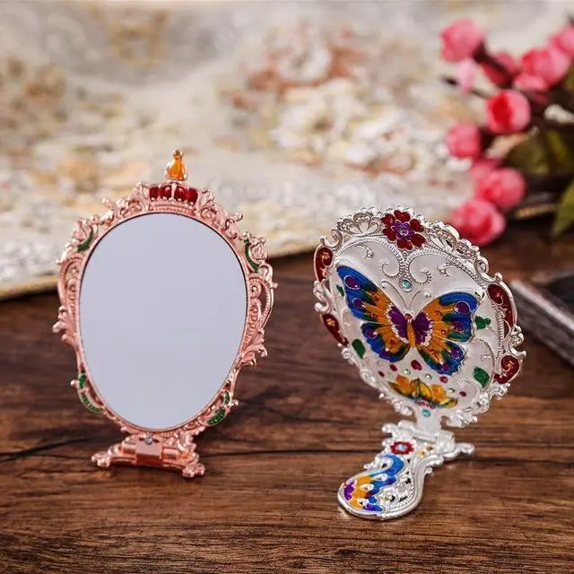 Alt view image 6 of 7 - Handheld Mirror Set, Vintage Makeup Mirror and Comb Antique Princess Castle Vanity Mirror Cosmetic Decorative Embossed Hair Brush Gift for Women Girls (Flower)