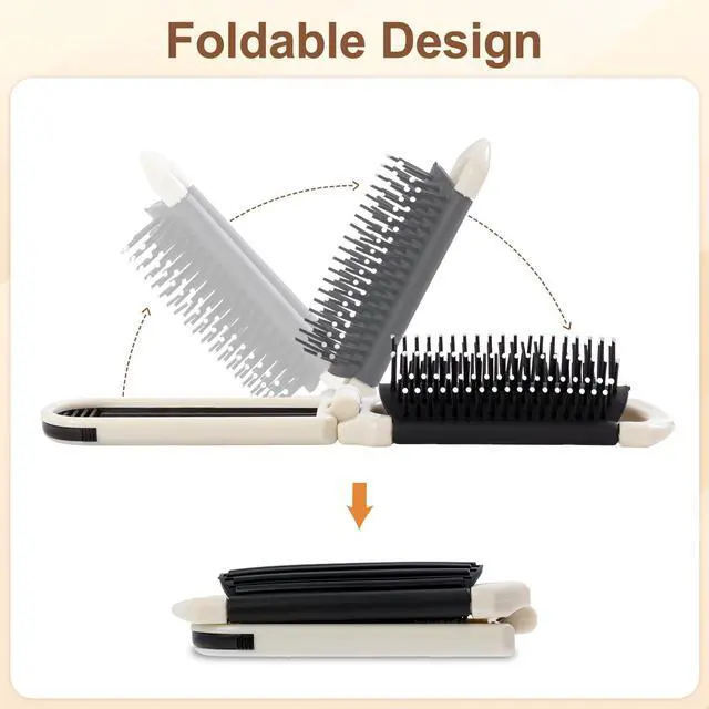 Alt view image 3 of 7 - Foldable Hair Brush with Mirror, Pocket-Size Massage Comb