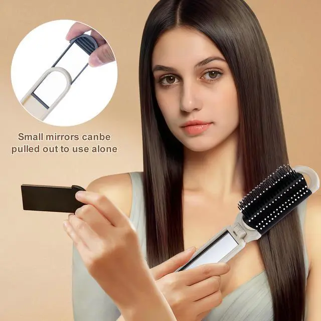 Alt view image 4 of 7 - Foldable Hair Brush with Mirror, Pocket-Size Massage Comb