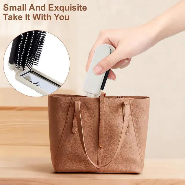Alt view image 5 of 7 - Foldable Hair Brush with Mirror, Pocket-Size Massage Comb