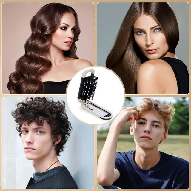 Alt view image 7 of 7 - Foldable Hair Brush with Mirror, Pocket-Size Massage Comb