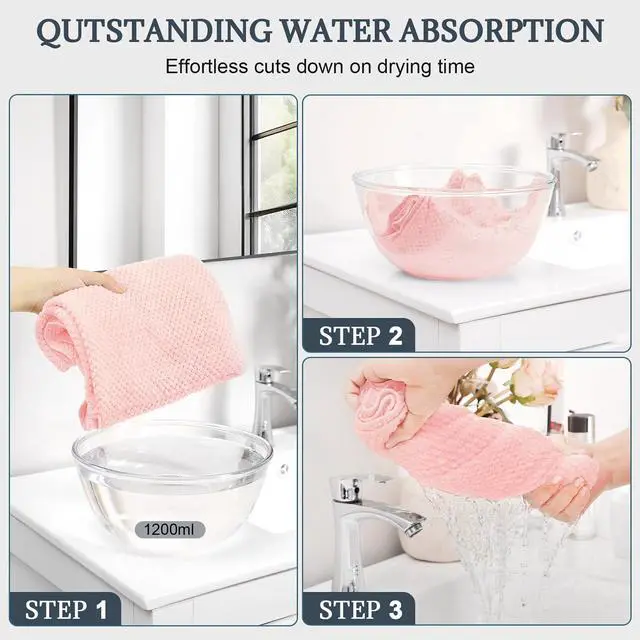 Alt view image 3 of 7 - 2 Pack Microfiber Hair Towel 41 x 24 inch Soft, Absorbent, Fast Dry