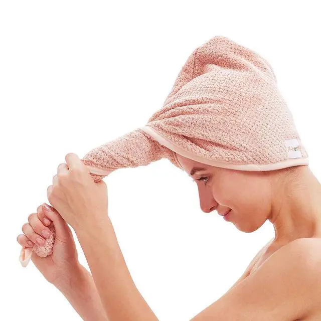 Alt view image 2 of 7 - 2 Pack Microfiber Hair Towel Wrap,Quick Dry,Anti-frizz(Pink&Beige)