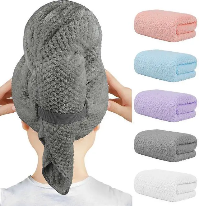 Main image of 5PK Microfiber Hair Towels, 40x20 in, Fast Drying for Long Hairs