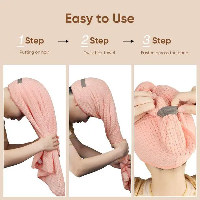 Alt view image 6 of 7 - 5PK Microfiber Hair Towels, 40x20 in, Fast Drying for Long Hairs