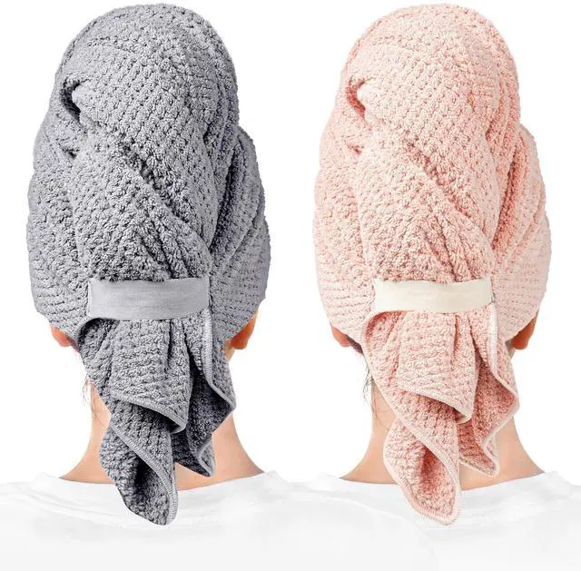 Main image of 2-Pack Large Microfiber Hair Towel Wraps for Women, 27 × 39 in