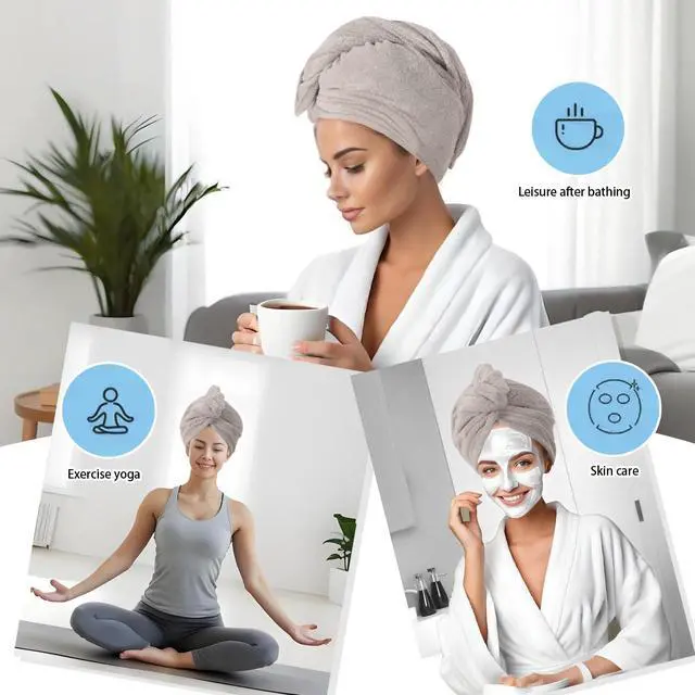 Alt view image 3 of 7 - Microfiber Hair Drying Towel Wrap,Hair Turbans Towel for Wet Hair
