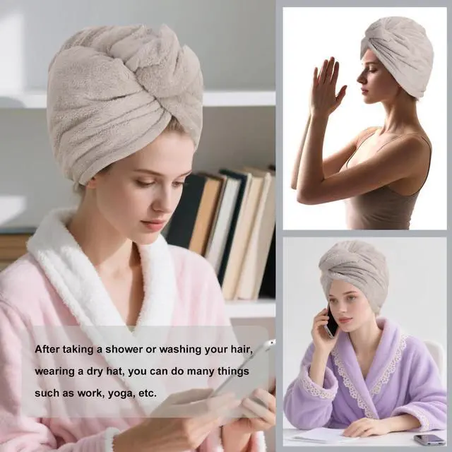 Alt view image 5 of 7 - Microfiber Hair Drying Towel Wrap,Hair Turbans Towel for Wet Hair