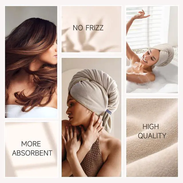Alt view image 3 of 7 - Microfiber Hair Towel, 41" x 22" Super Absorbent, Soft Anti-Frizz