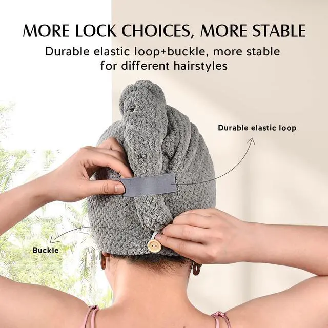 Alt view image 3 of 6 - 3 Pack Large Microfiber Hair Towel Wrap for Women Long Hair, 30 x 10