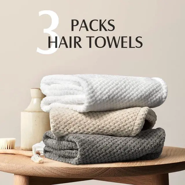 Alt view image 6 of 6 - 3 Pack Large Microfiber Hair Towel Wrap for Women Long Hair, 30 x 10