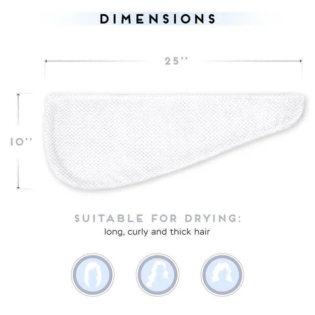 Alt view image 5 of 6 - 2 Pack Microfiber Hair Towel Wrap for Women, Anti Frizz Quick Drying Hair Turban for All Hair Style, Absorbent and Lightweight (Bright White)