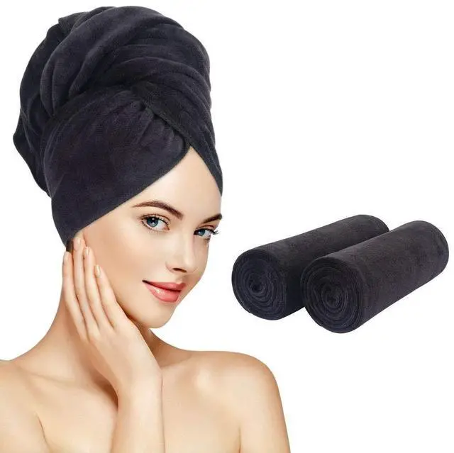 Main image of Microfiber Hair Towel 40 X 20 inch 2Pack Black
