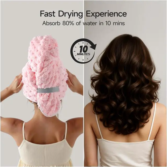 Alt view image 4 of 7 - 3 Pack Microfiber Hair Towels - Extra Large Hair Towel Wrap for Women, 24x42 inch Hair Towels with Elastic Strap, Super Soft Hair Drying Towels for Long, Thick, Curly Anti Frizz Turbans