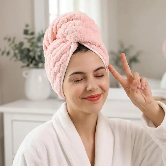 Alt view image 5 of 7 - 3 Pack Microfiber Hair Towels - Extra Large Hair Towel Wrap for Women, 24x42 inch Hair Towels with Elastic Strap, Super Soft Hair Drying Towels for Long, Thick, Curly Anti Frizz Turbans