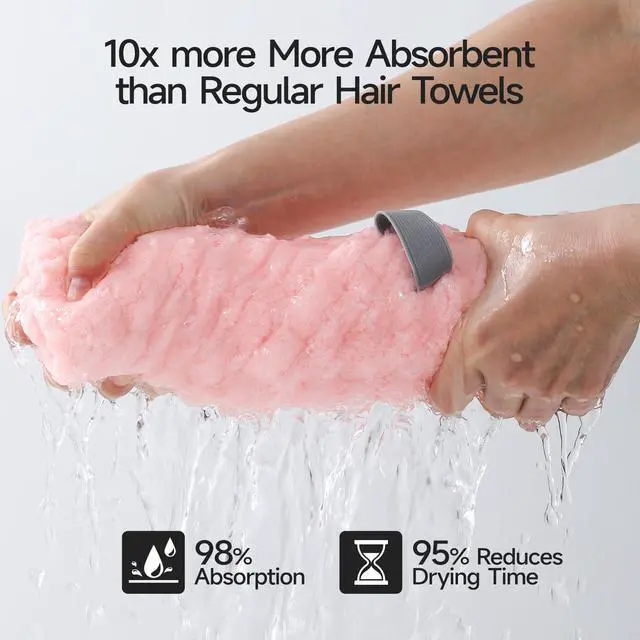 Alt view image 6 of 7 - 3 Pack Microfiber Hair Towels - Extra Large Hair Towel Wrap for Women, 24x42 inch Hair Towels with Elastic Strap, Super Soft Hair Drying Towels for Long, Thick, Curly Anti Frizz Turbans
