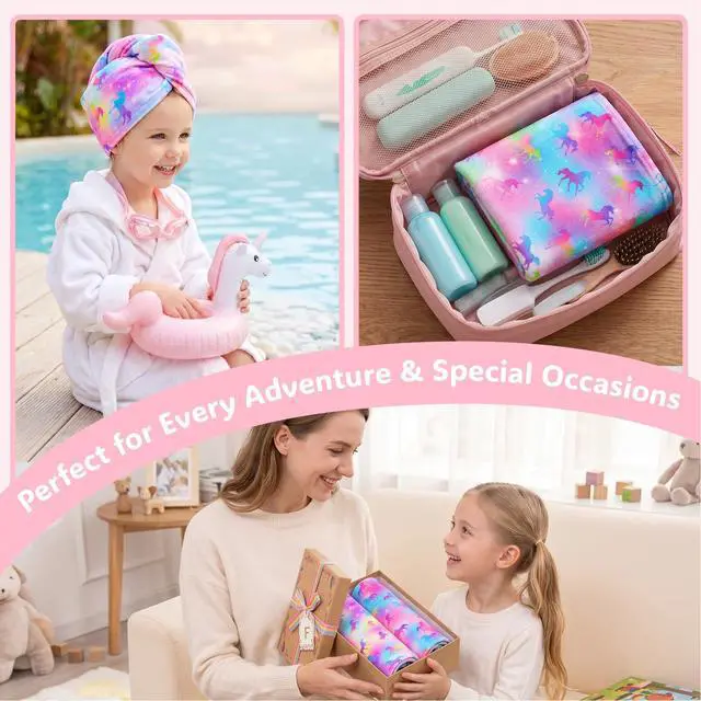 Alt view image 5 of 7 - Microfiber Hair Towel Wrap for Kids Girls, Ultra Absorbent, 2 Pack