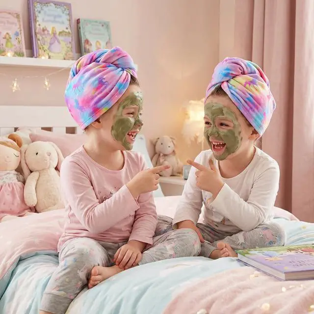 Alt view image 4 of 7 - Microfiber Hair Towel Wrap for Kids Girls, Ultra Absorbent, 2 Pack