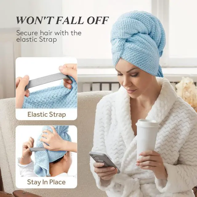 Alt view image 4 of 7 - Large Microfiber Hair Towel Wrap for Women, 26" X 40" Super Absorbent