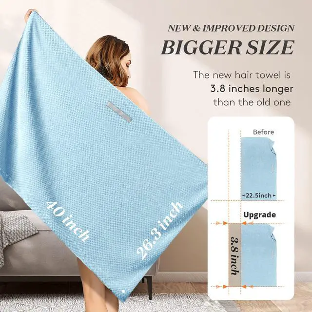 Alt view image 5 of 7 - Large Microfiber Hair Towel Wrap for Women, 26" X 40" Super Absorbent